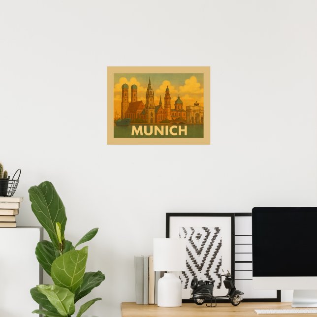 Arte de la ciudad de Múnich Alemania (Oficina en casa)