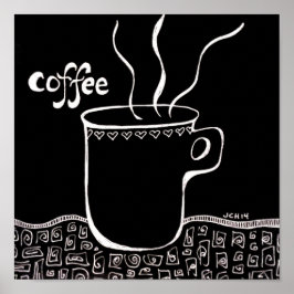 Arte de la Copa de Café en blanco y negro