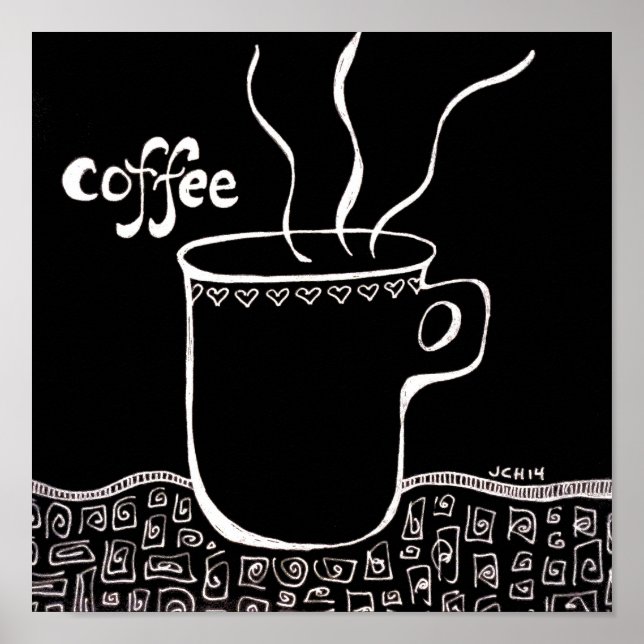 Arte de la Copa de Café en blanco y negro (Frente)