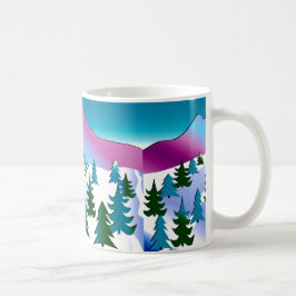 Arte de la cuesta del esquí en la taza de café
