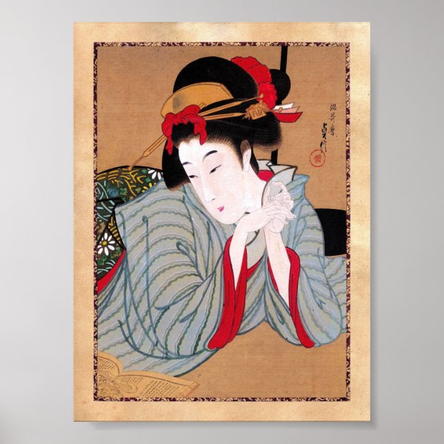 Arte de la dama de geisha clásica japonesa orienta (Frente)