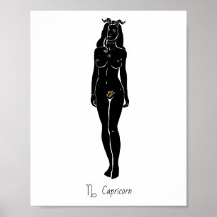 Arte de la Diosa Zodiacal Capricornio Cuerno de Ca