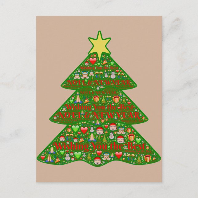 arte de la emoji árbol de Navidad Tarjeta postal d (Anverso)