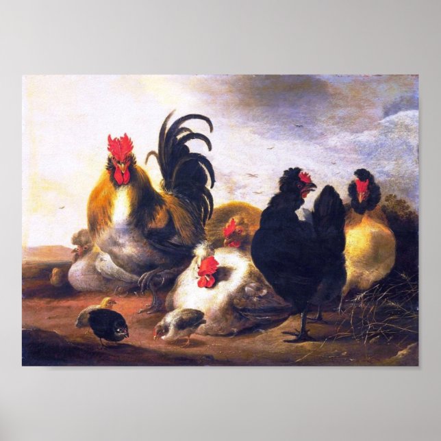 Arte de la época-Pintura animal-pájaro-pollo (Frente)
