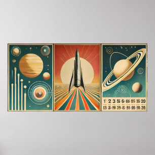 Arte de la Era Espacial Calendario de Espacio Tiem