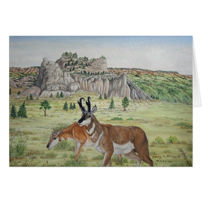 Arte de la fauna del antílope de Pronghorn (Anverso (Horizontal))