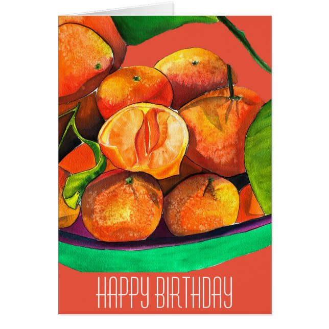 Arte de la fruta de la acuarela del naranja mandar (Frente)