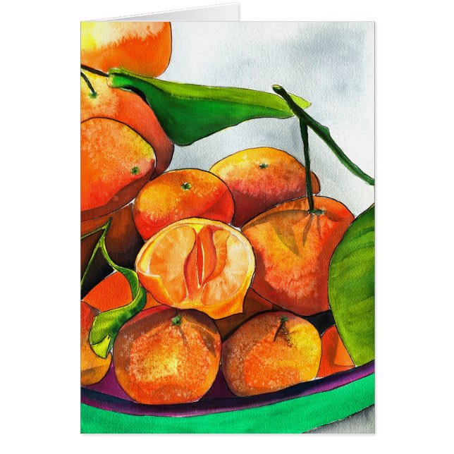 Arte de la fruta de la acuarela del naranja mandar (Frente)