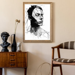 Arte de la línea blanca y negra del hombre