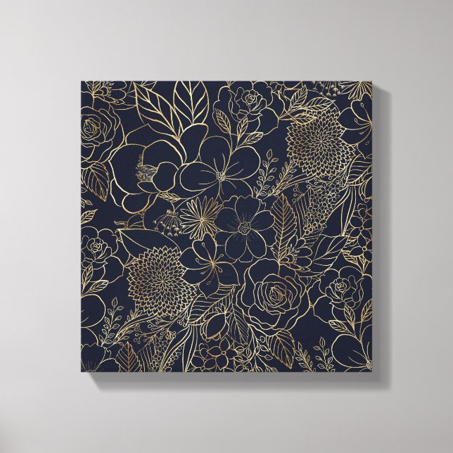 Arte de la línea de Doodles Blue Floral Gold Moder (Anverso)