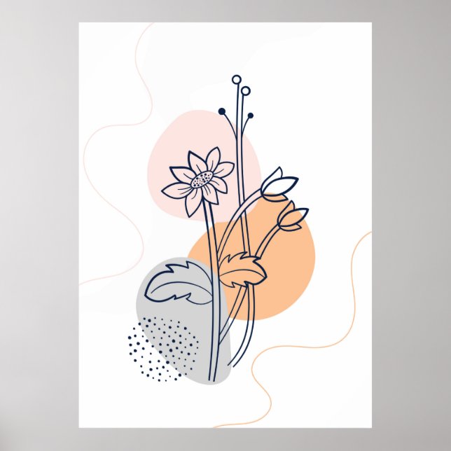 Arte de la línea de flores botánica (Frente)