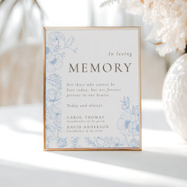 Arte De La Línea Floral Azul Francesa En Memoria A