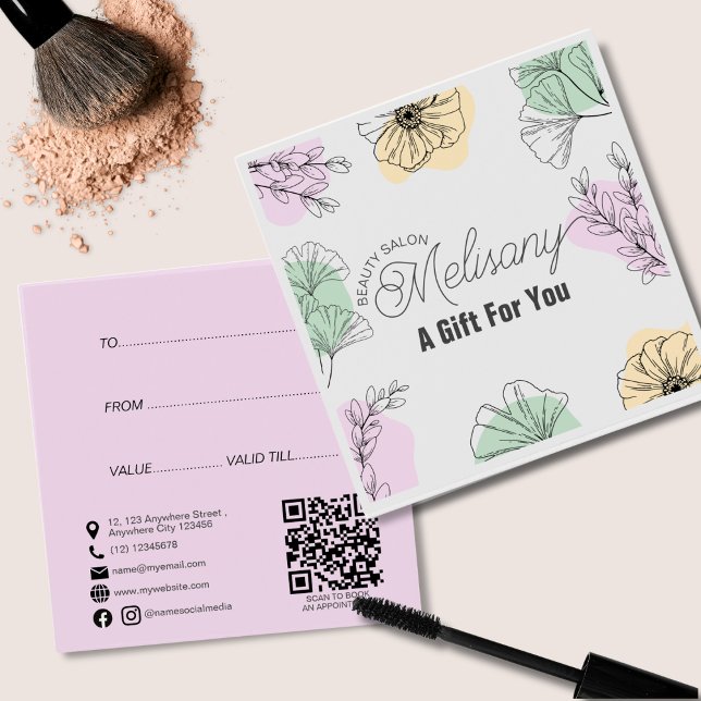 Arte de la línea floral verde rosa dorada minimali (Subido por el creador)