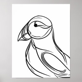 Arte de la línea Puffin | Poster Irlandés de Aves