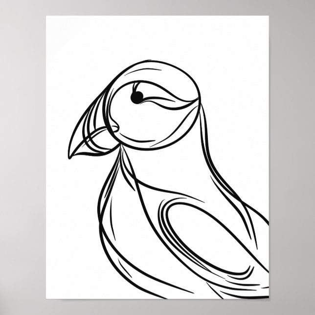 Arte de la línea Puffin | Poster Irlandés de Aves  (Frente)