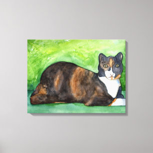 Arte de la lona de pintura de la acuarela del gato