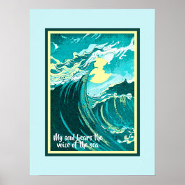 Arte de la luna virgen sobre un mar tormentoso con