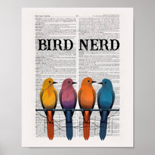 Arte de la página del diccionario Bird Nerd