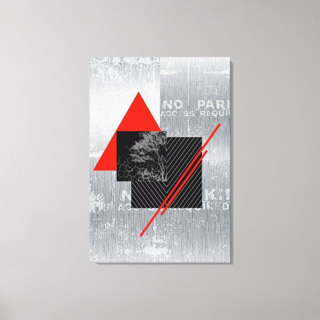 Arte de la pared de estribos rojo, negro, negro y  (Anverso)