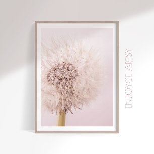 Arte de la pared de fotografía de dandelion rosa e