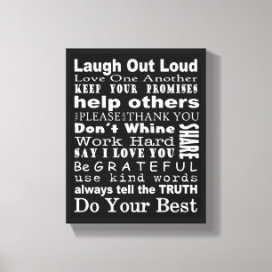 Arte de la pared de los valores familiares