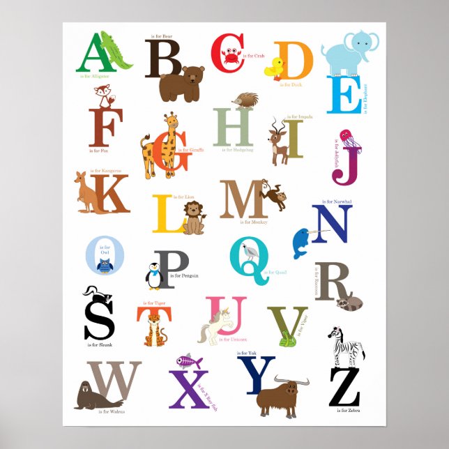 Arte de la Pared de Nursery Alphabet, dibujos orig (Frente)