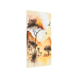 Arte de la pared de safari africana al atardecer