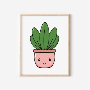Arte de la planta pusilánime Cute Kawaii dibujado 