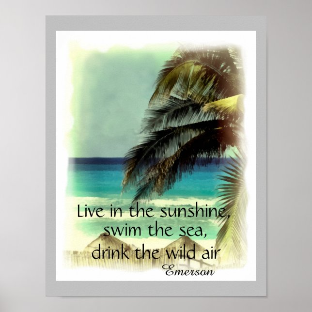 arte de la playa cita de Emerson en vivo al sol (Frente)