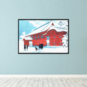 Arte de la puerta roja japonesa vintage en nieve i