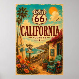 Arte de la ruta 66 vintage de la carretera costera