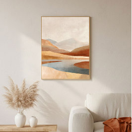 Arte de lago desértico de terracota neutral para s