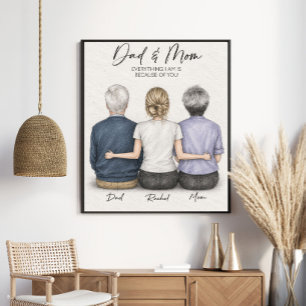 Arte de lápiz familiar para padres personalizados