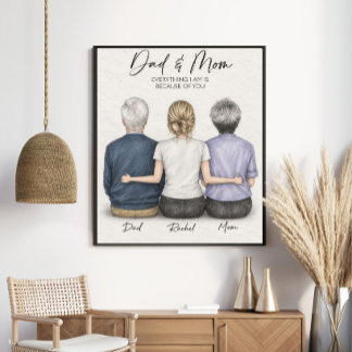 Arte de lápiz familiar para padres personalizados