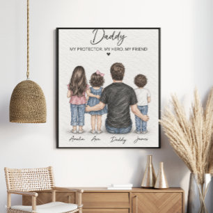Arte de lápiz personalizado para padre e hijos