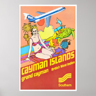 Arte de las Islas Caimán Impresión Vintage Caribe
