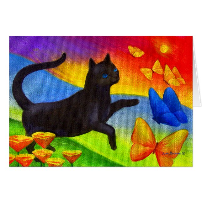 Arte de las mariposas de la pintura del gato negro (Anverso (Horizontal))