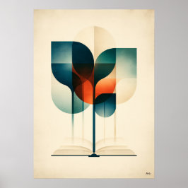 Arte de lectura forestal geométrica Japandi para a
