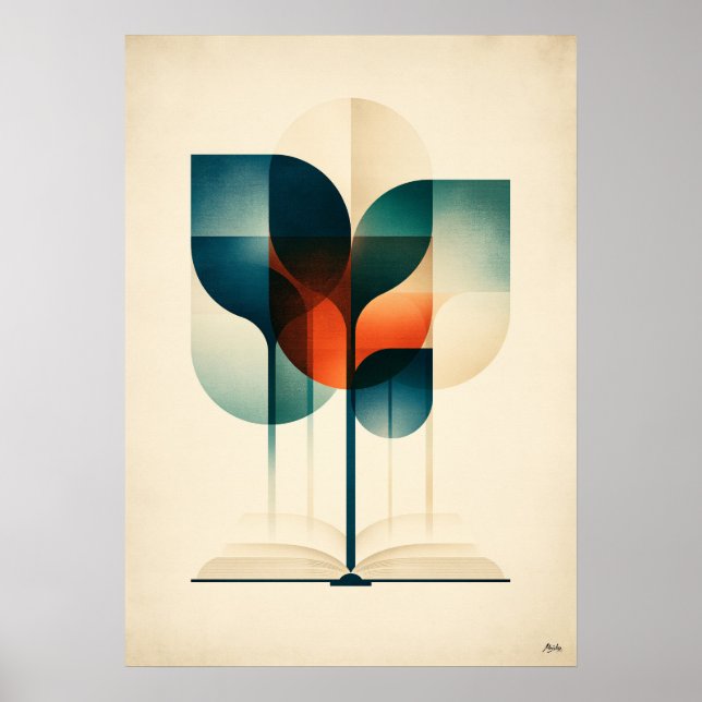 Arte de lectura forestal geométrica Japandi para a (Frente)