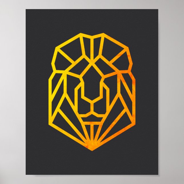 arte de leones geométricos abstractos de oro en an (Frente)