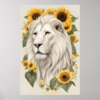 Arte de leones, girasoles y Safari de vida salvaje
