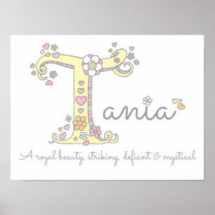 Arte de letra de monograma T para Tania significad