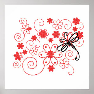 Arte de libélula de flores