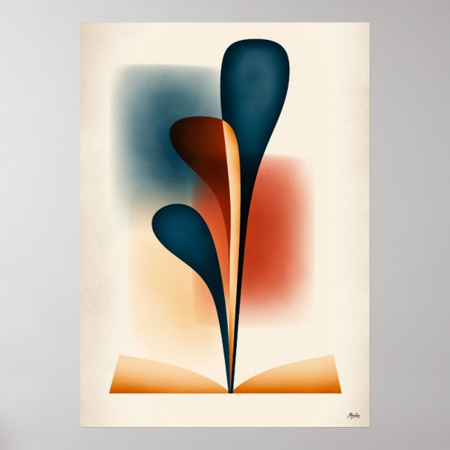 Arte de libro abstracto Japandi con forma de bosqu (Frente)