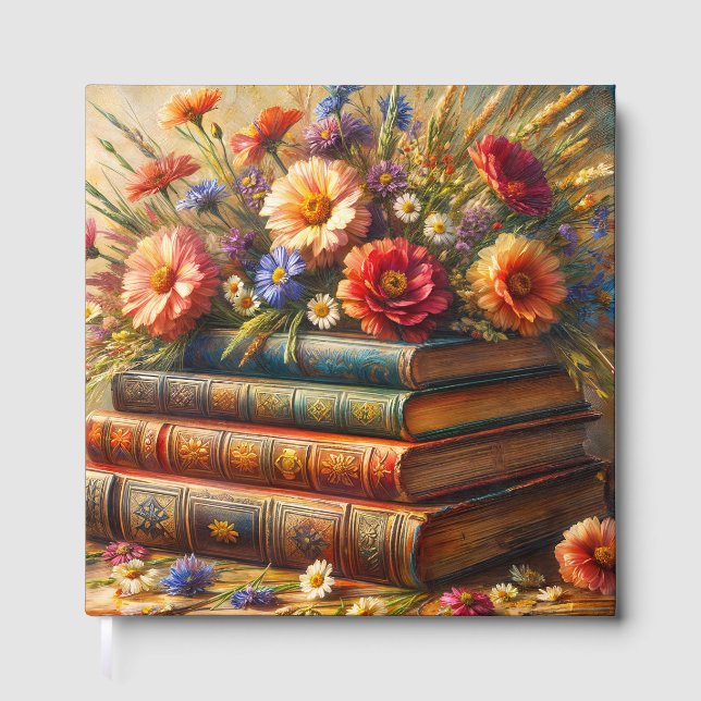Arte de Libros Antiguos y Flores Silvestres (Anverso)