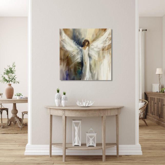 Arte de lienzo abstracto de ángel en neutros (Canvas Print Abstract Peaceful Angel in Neutral Colors All Ages Appropriate)