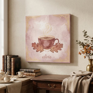 Arte de lienzo de café otoñal vintage personalizad