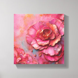 ¡Arte de lienzo de flores rosadas!