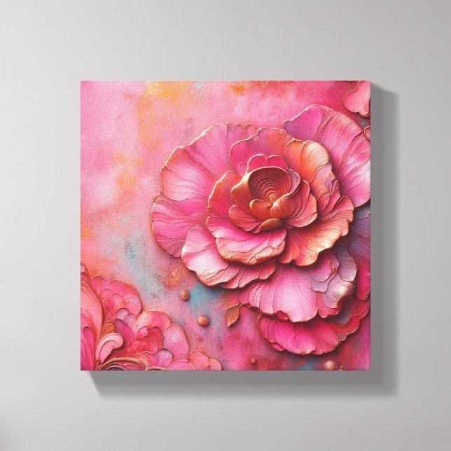 ¡Arte de lienzo de flores rosadas! (Anverso)