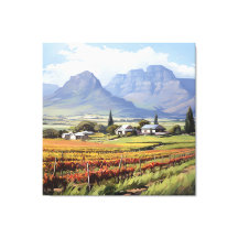 Arte de lienzo de granja de viñedo de montaña